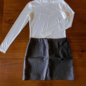 Black leather mini skirt